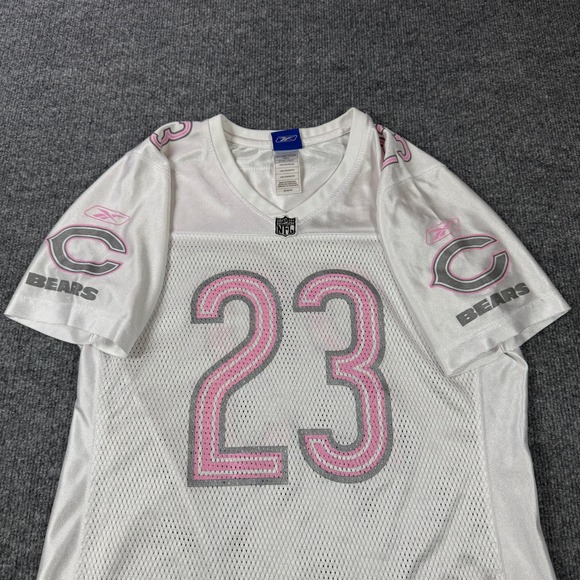 Devin Hester 23 Chicago Bears Reebok Womens Medium White Pink NFL Jersey - Picture 4 of 11
